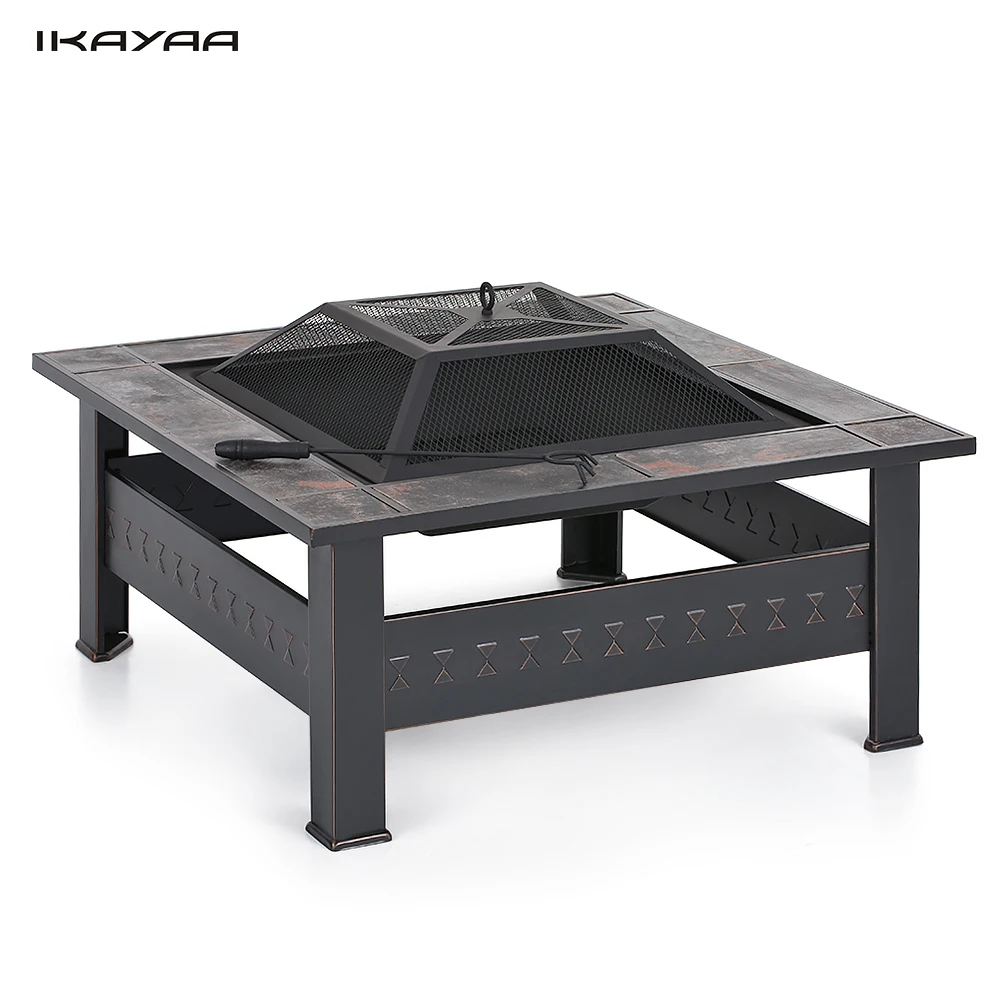 Pare S On Metal Patio Table Ping Low Metal Garden Backyard Fire Pit Patio Square Firepit Stove Brazier Outdoor Fireplace Home Cing Heater