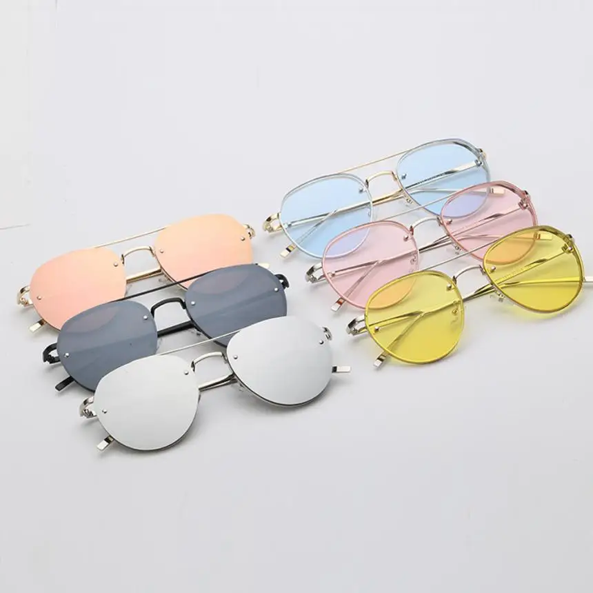 

Superb Cycling Eyewear Women Sunglasses Metal Frame Sunglasses Brand Classic Tone Mirror Retro Sunglasses Transparent Spectacles