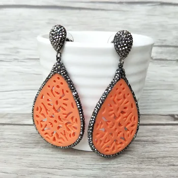 

1/5 Pairs Resin Cut Out Carvings Earring,Pave Rhinestone Drop Dangle Charm Jewelry For Women Bohemia Earrings ER535