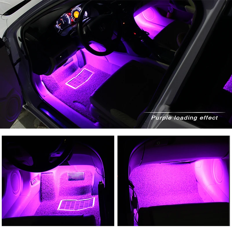 Цветная(RGB) Светодиодные ленты света Интерьер автомобиля декоративный свет универсальный для Ford Focus 2 3 1 Fiesta Mondeo MK4 4 Fusion Ranger Mustang Kuga