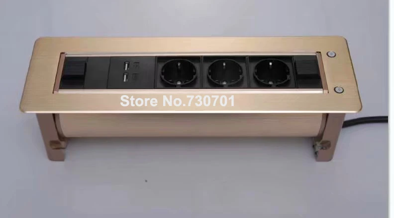 

European OEM Customized Golden Desktop Hidden Socket Box provide the facility to keep mobile device charged and power supply