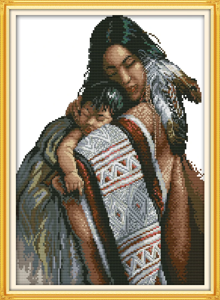 

Mother and daughter cross stitch kit aida 14ct 11ct count print canvas stitches embroidery DIY handmade