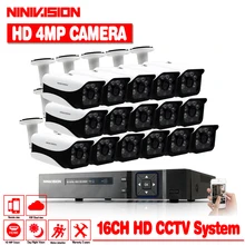 16CH 4MP HD AHD DVR CCTV система с 16 шт. CCTV камера 4MP Крытый Открытый водонепроницаемый AHD Камера видеонаблюдения комплект