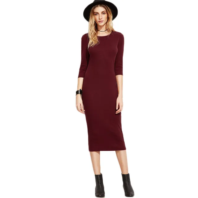 LE CELEBRE Half Sleeves Midi Women Dress 2018 Spring Sheath Dresses