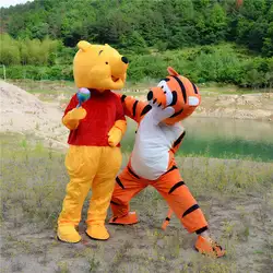 Новый прыжок Тигр и Винни медведь желтый маскоты костюм нарядное платье eвечерние pe партии нарядное платье для взрослых