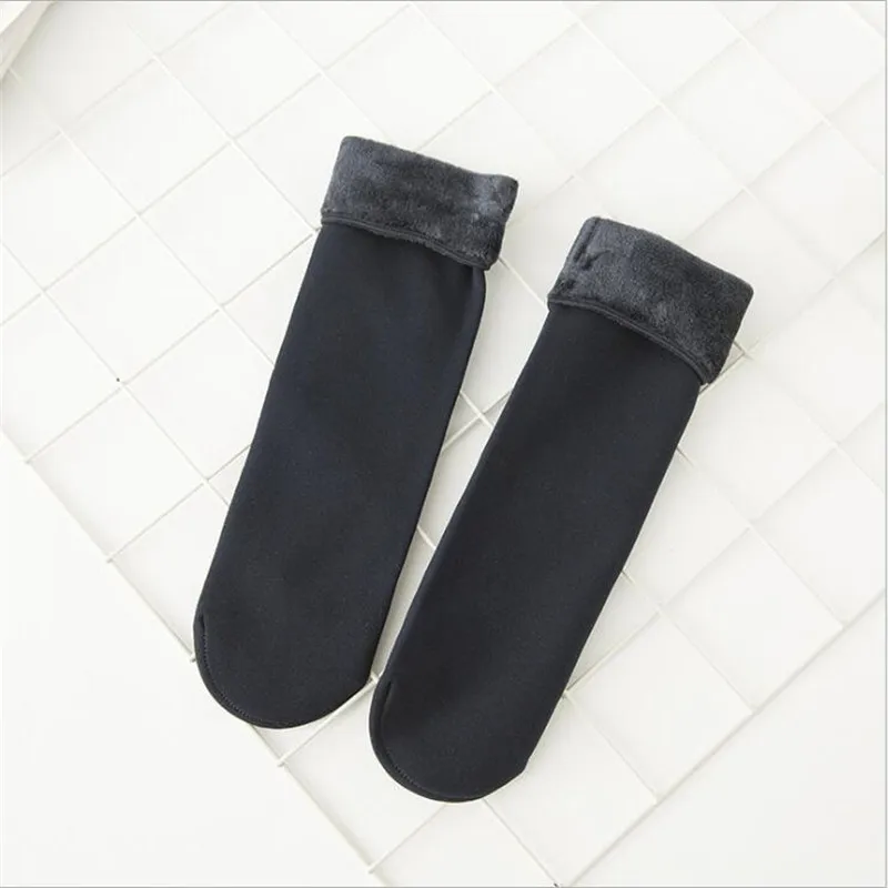 La MaxPa зимние теплые шерстяные кашемировые зимние носки, бесшовное бархатное сапоги, носки для сна для женщин и мужчин k92 - Цвет: Navy Blue