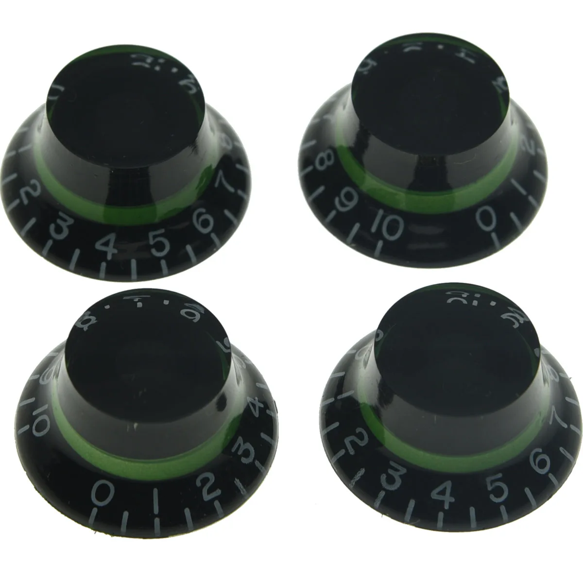 Kaish Set Di 4 Custom Campana Manopole Top Manopole Cappello Nero Con Il Verde Per Les Paul/Import Chitarra Basso W/Grossa 5.8 Millimetri Diviso Pento