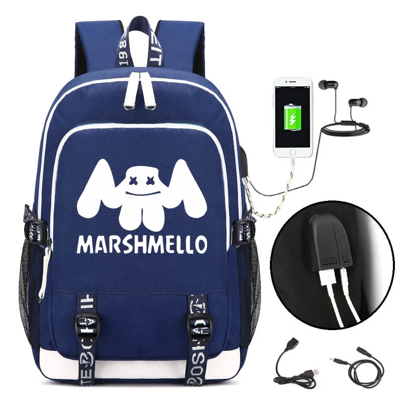 Marshmello fade alone рюкзак DJ с usb зарядным портом и замком интерфейсом для наушников