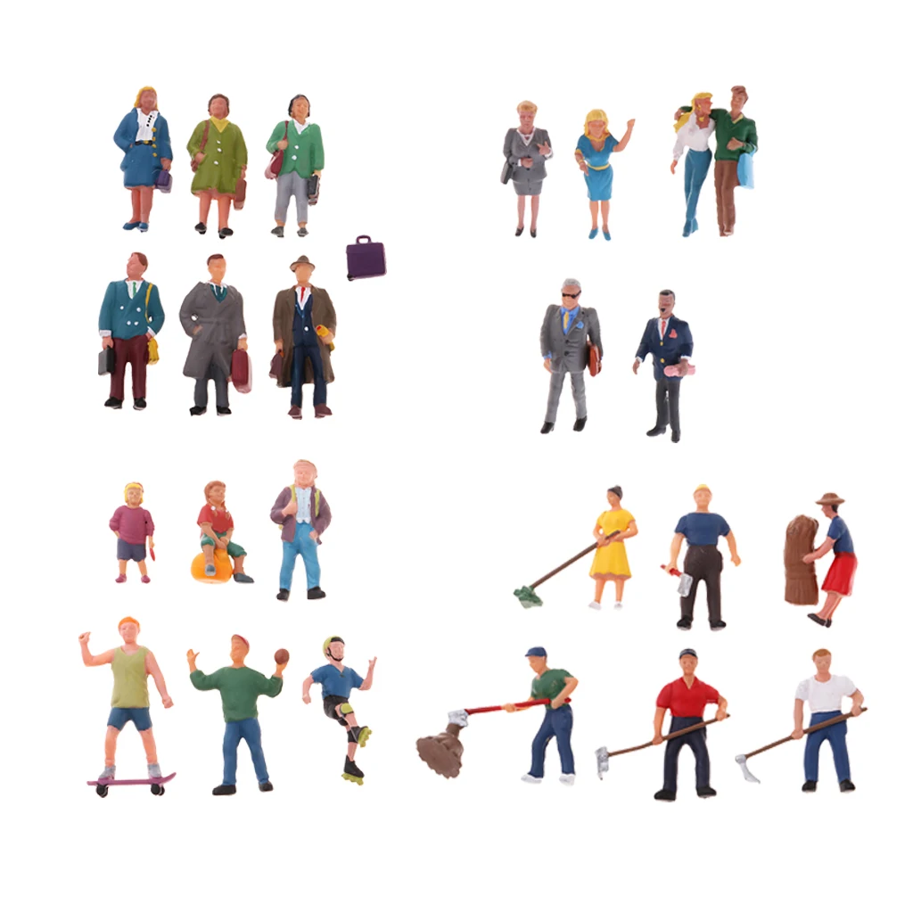 1/87 People Passenger Ation Figure Models Painted HO OO for RR Railroad Street Park Scenery Diorama Architecture