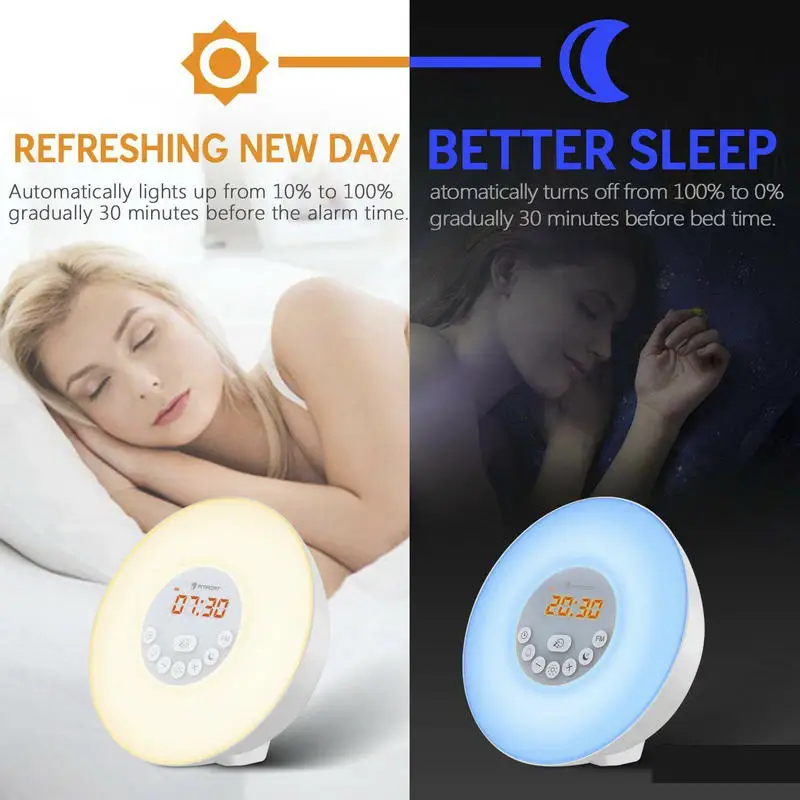 

Artpad Bedside LED Atmosphere Lamp Night Light Alarm Clock With FM Radio 10 Brightness Dimmer RGB Night Lamp for Office Kid