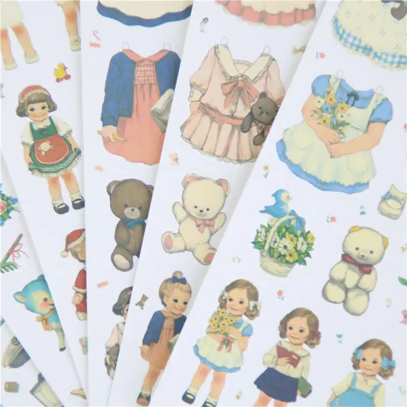 6 Pcs Pack Free Shipping Cute Stickers Paper Girl Combination