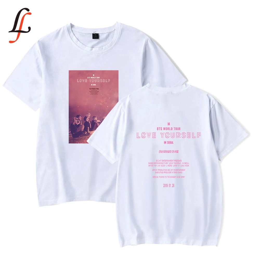 BTS love yourself print Casual Kpop harajuku Women Men T-shirt short sleeve o-neck fashion high quality t shirt lady tee shirt