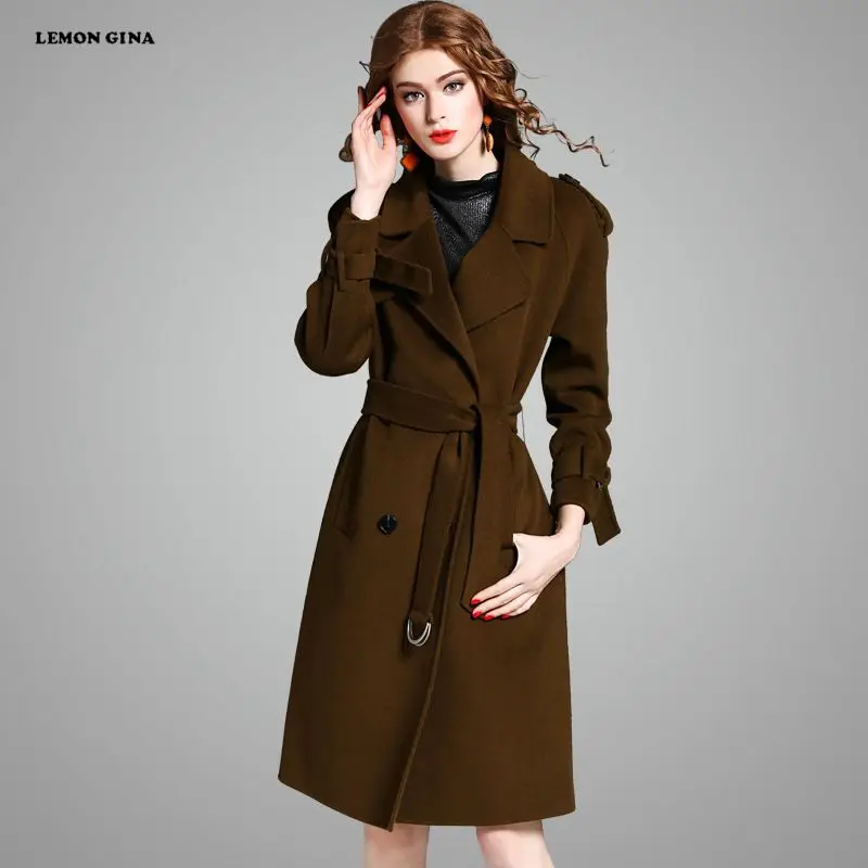 Lemon Gina Women Vintage Double Side Wool Overcoat Winter Design Fashion England Style Long Woolen Coat Cape Casual Outerwear | Женская