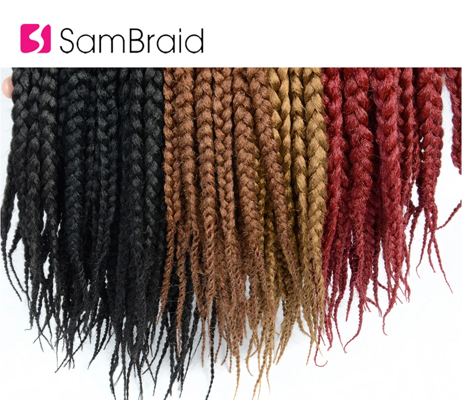 SAMBRAID коробка косички крючком косички 12 корней вязание крючком наращивание волос Синтетический плетение волос термостойкие волокна волос для женщин