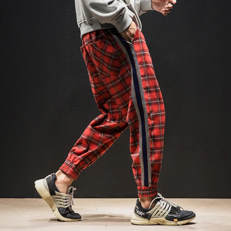 3XL Модные Винтажные джоггеры мужские уличные брюки карго мужские хип-хоп клетчатые брюки японские весенние брюки мужские комбинезоны
