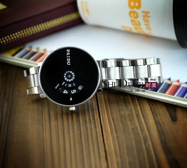 New Fashion Paidu Good Quality Men Women Unisex Lady Girl Funny Wheel Black White Dial Quartz Wrist Watch Wristwatch Hour
