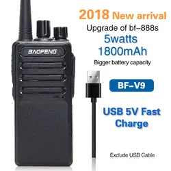 2019 Baofeng BF-V9 USB 5 В Быстрая зарядка портативная рация 5 Вт UHF 400-470 МГц 16CH Ham портативные рации обновление BF-888S двухстороннее радио
