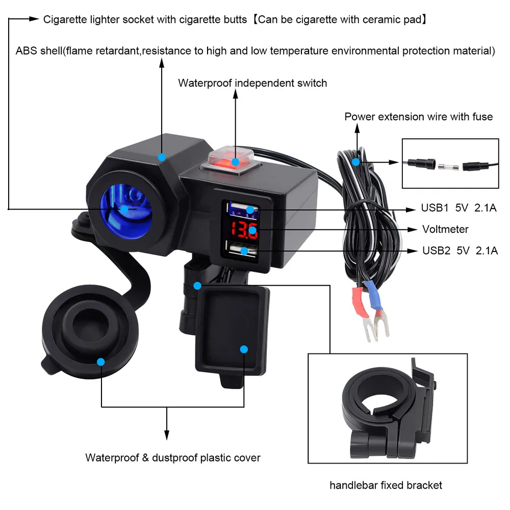 Автомобильное зарядное устройство 1 шт. 5 В в 4.2A dual usb Автомобильное зарядное устройство прикуривателя адаптер для В 12 В в 24 в мотоцикл автомобильное зарядное устройство NOV26