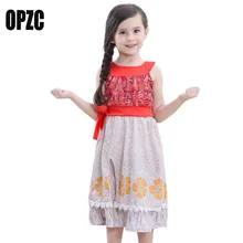 2017 Girls Moana Cosplay Costume Kids Cotton Print Christmas Princes Clothing for Children Princess Girls Gift