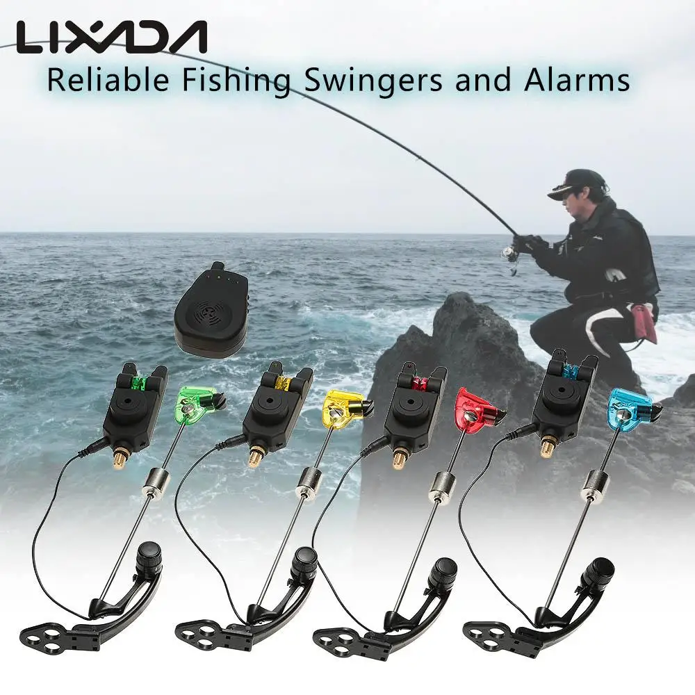 Lixada беспроводной набор рыболовных сигнализаций, звонок для укуса, рыболовные оповещения, сигнализация для укуса, цифровой 4 шт., рыболовный Свингер с подсветкой, Pesca приемник