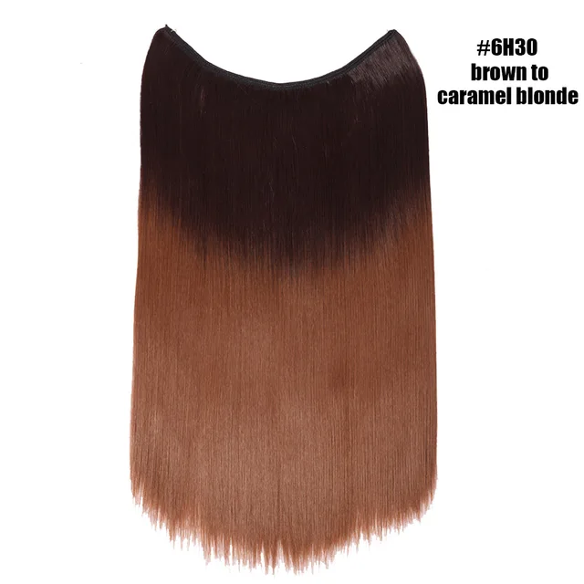 BENEHAIR Invisible Wire No Clips In Hair Extensions Secret Fish Line Hairpieces Synthetic Hair Extensions Fake Hair For Women 6H30