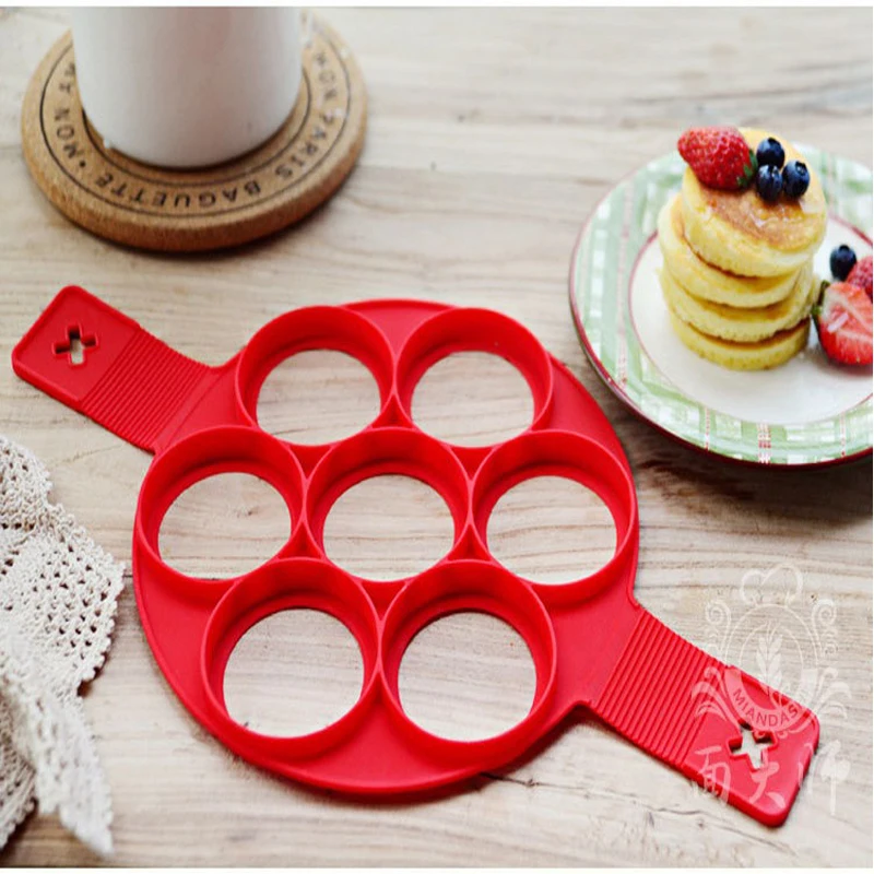 

1PCS Pancake Maker Nonstick Silicone Pancake Mold 7 Holes Regular Round Egg Frying Form Flip Cooker For Pancakes Kitchen Tools