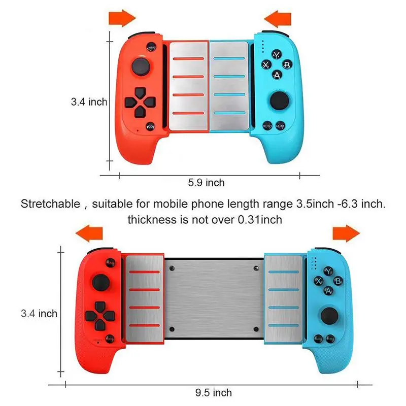 BEESCLOVER Gamepad Wireless Bluetooth Game Controller Telescopic Gamepad Joystick for Samsung Xiaomi Huawei Android Phone PC r25