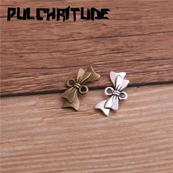 

30PCS 10*20mm Metal Alloy Two Color Bowknot Connector Charms For Jewelry Making DIY Handmade Craft