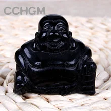 Черный обсидиановый кристалл натуральный камень резной Будда 50 мм фигурка Майтрея Исцеление чакры кварцевые рейки