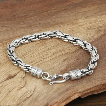 

Wholesale silver jewelry manufacturers S925 Mens Fashion Silver Silver BRACELET HANDMADE coarse twist 7M