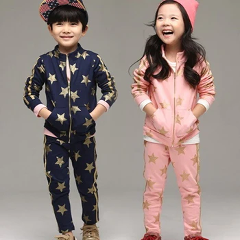 

Baby five-pointed star set 2017 spring children's clothing girls clothing child outerwear stripe trousers boys girls set