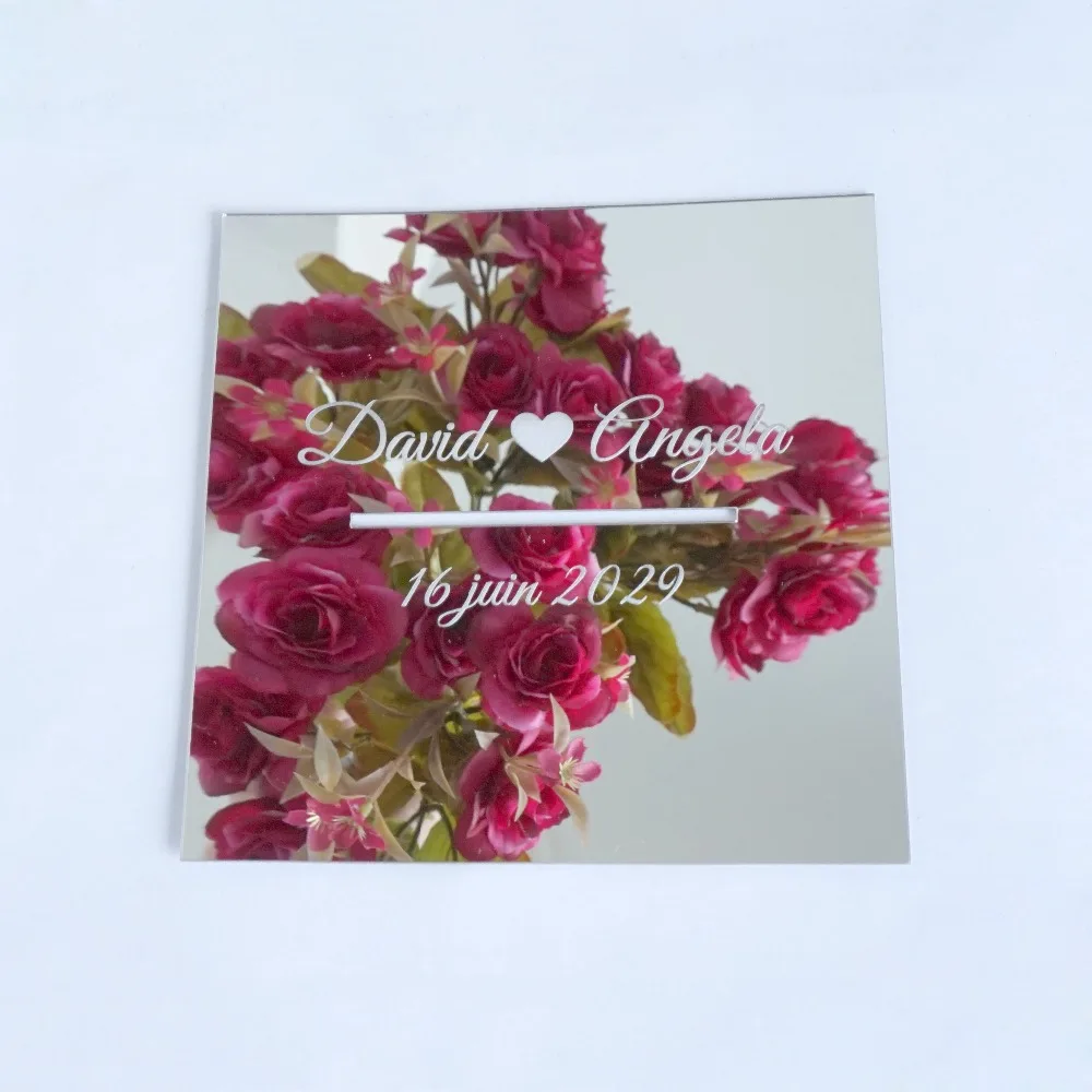 

Custom Wedding Mirror Square Box With Lip Cover Long Hole for Donation Party Decor Bridal Favors Personalized Verlobungs Tablet