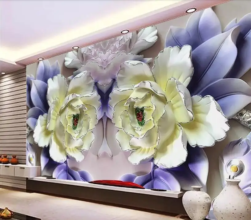 Beibehang пользовательские 3D стерео пион рельеф цветок фото обои Европейский стиль винтаж гостиная прикроватный Декор 3D обои
