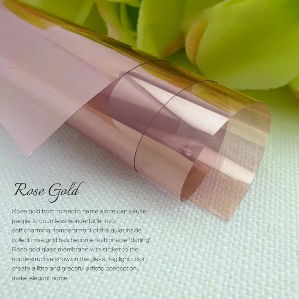 

Rose Gold DIY Decoration Film Building Glass Window Sun Shade Vinyl Films No Reflective Window Stickers PET Home Decor152 x 50cm