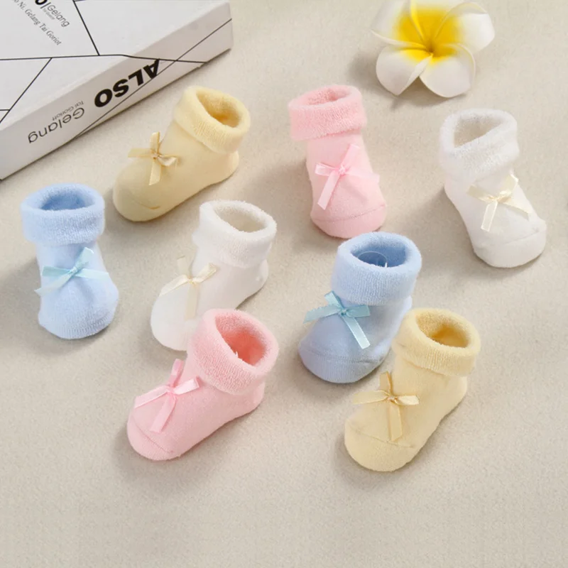 4 Pcs Thick Winter Baby Socks For Boys Girls Cotton Warm Infant Socks Bow Bear Newborn Baby Socks Cute New Baby Boys Clothing (15)
