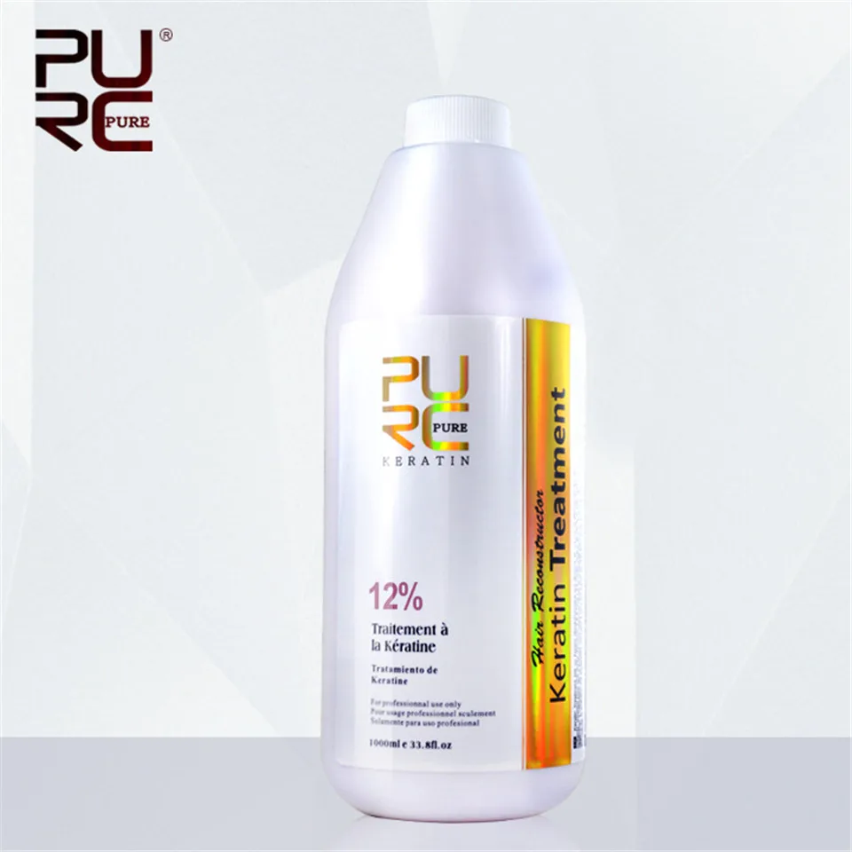 PURC Brazilian Keratin Hair Treatment 12% Formalin Hair Mask Deep Repair Damaged Hair Smoothing Straightener Hair Care 1000ml