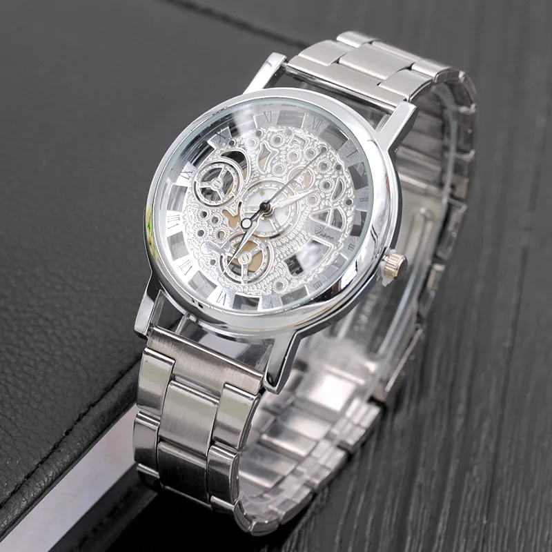 

Arsmundi Mens Watches Retro Design Causal Hollow Out PU Leather Band Analog Alloy Quartz Wrist Watch relogio masculino montre