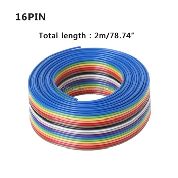 

2m 16 Pin Flat IDC Ribbon Extension Cable Rainbow DuPont Wire With 1.27mm Line Pitch Connect Wires Wholesale&DropShip