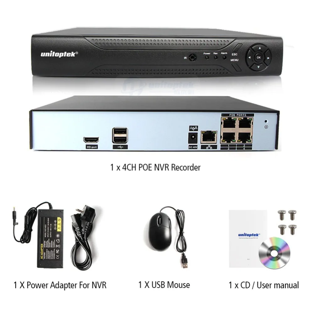 H.265 H.264 4CH или 8CH 48V POE IP Камера NVR камеры видеонаблюдения CCTV Системы P2P ONVIF 4*5 Мп/8*4 Мп сетевой HD видео Регистраторы