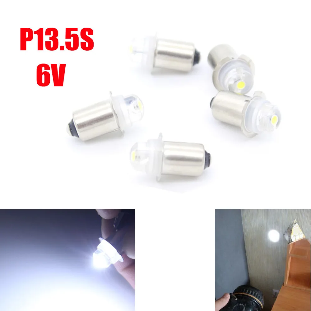 

Dongzhen 10pcs P13.5S PR2 6V White Led Light Bulbs High Brightness Flashlight Replacement Bulb Work Light Lamp Auto Car Styling