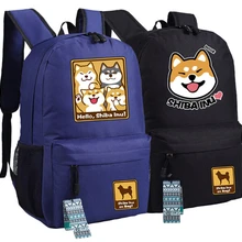Милашка Собака Сиба-Ину Большой Улыбкой Лицо Холст Рюкзак Холст Мешок Школы Рождественский Подарок 45x32x12 см Модный Путешествовать Спорт Уличный Кемпинг
