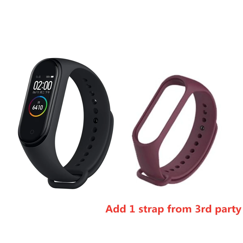 Xiaomi Mi Band 4 Smart Bracelet AMOLED Screen Miband 4 Smartband Fitness Traker Bluetooth 5.0 Sport Waterproof Smart Band - Цвет: add strap