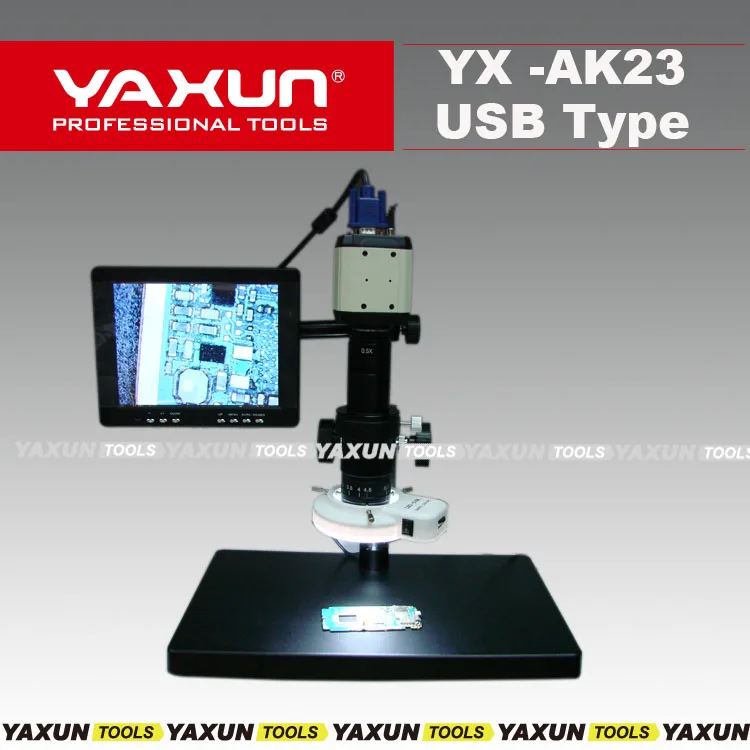 

YAXUN AK-23 USB type digital microscope with 8" LCD monitor,2 mega pixel CCD camera,USB+VGA+AV output,video record fuction