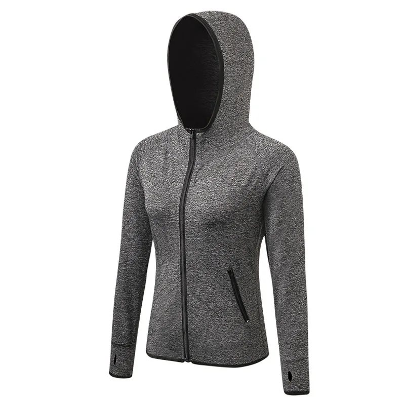 Весна Для женщин Карманный стрейч тренировки Dri-Fit с капюшоном Жакеты, застежки тренажерный зал Фитнес Бег Толстовка для занятий спортом и спортивная одежда