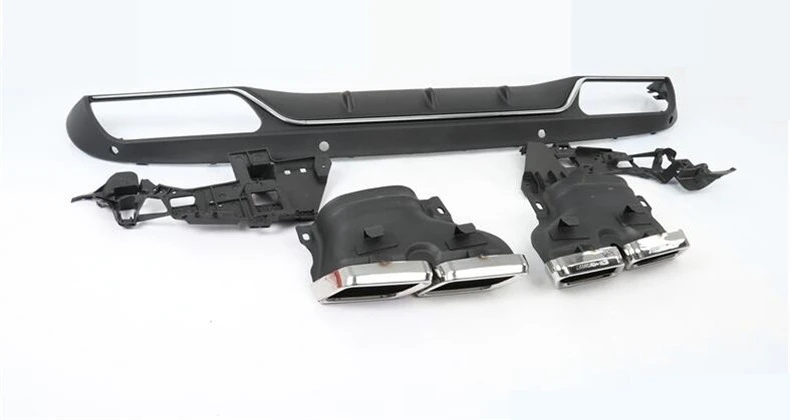 For Mercedes Benz W205 C Class C180 C200 C260 C300- Rear Lip Spoiler& Exhause High Quality PP Bumper Diffuser