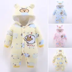 Комбинезон для младенцев осень-зима комбинезон Одежда для новорожденных с капюшоном одежда для малышей одежда милые животные комбинезон