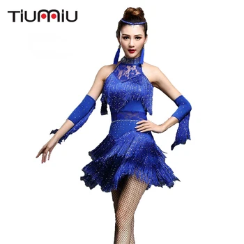 

5 Colors Women Sexy Blingbling Tassel Dress Girls Latin Dance Dresses Ballroom/Tango/Rumba/Samba Dance Dancer Stage Wear Costume