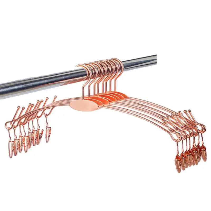 27cm Rose Gold Stainless Steel Hangers With 2 Clips Metal Lingerie Hanger Wardrobe Storage Hanger Underwear Bra Clips