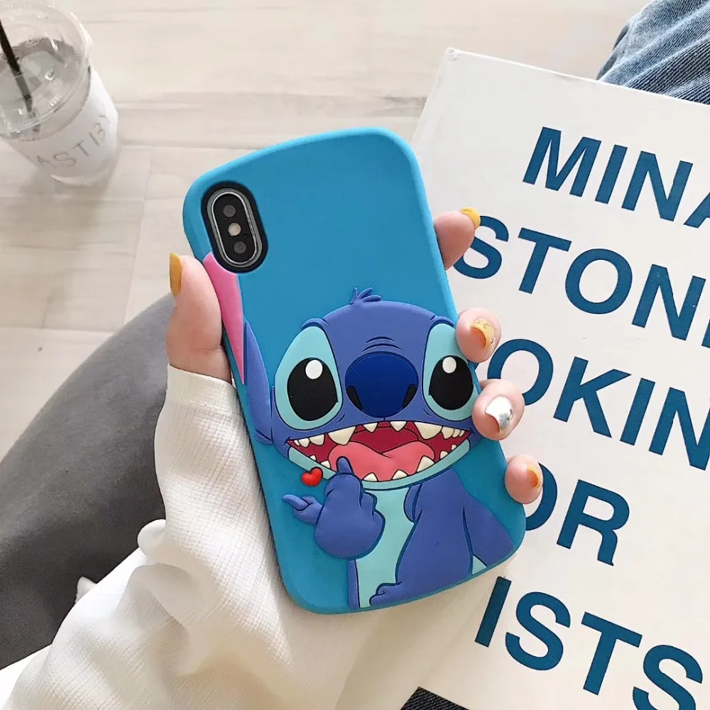 Для iPhone 5, 5S, 5C, SE, 6, 6s Plus, 7 Plus, 8 Plus, X, XS, XR, XS Max, 3D мультфильм, милые животные, мягкий силиконовый чехол для телефона, задняя крышка, оболочка - Цвет: Smile Stitch
