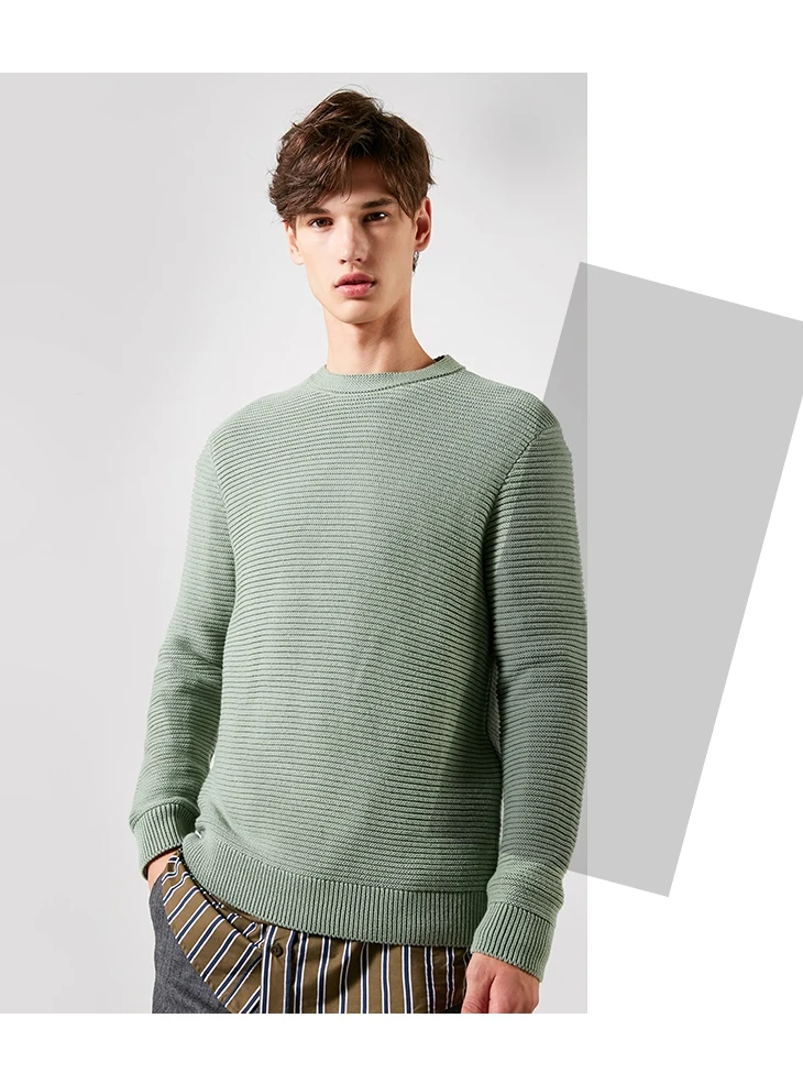 Отборные мужские пуловеры из хлопка с круглым вырезом, новинка зимы, трикотажный свитер стандартной посадки S | 419124502